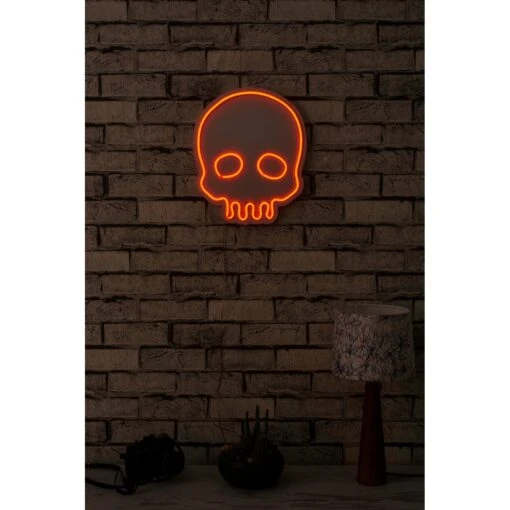 13.8" Novelty Skull Led Neon Sign Wall Décor - 0.8" X 11" X 13.8" -Safavieh Winkel 13.822 Novelty Skull Led Neon Sign Wall DC3A9cor 2