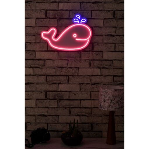 15.7" Novelty Baby Whale Led Neon Sign Wall Décor - 0.8" X 15.7" X 11" -Safavieh Winkel 15.722 Novelty Baby Whale Led Neon Sign Wall DC3A9cor 2