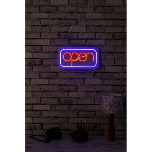 15.7" Novelty Open Led Neon Sign Wall Décor - 0.8" X 15.7" X 8.7" -Safavieh Winkel 15.722 Novelty Open Led Neon Sign Wall DC3A9cor 4