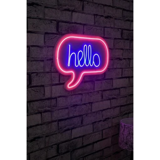 16.5" Novelty Hello Led Neon Sign Wall Décor - 0.8" X 16.5" X 12.2" -Safavieh Winkel 16.522 Novelty Hello Led Neon Sign Wall DC3A9cor 1