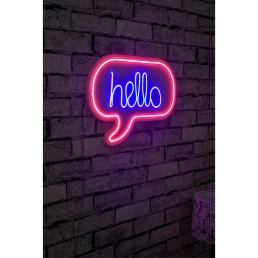 16.5" Novelty Hello Led Neon Sign Wall Décor - 0.8" X 16.5" X 12.2" -Safavieh Winkel 16.522 Novelty Hello Led Neon Sign Wall DC3A9cor 2