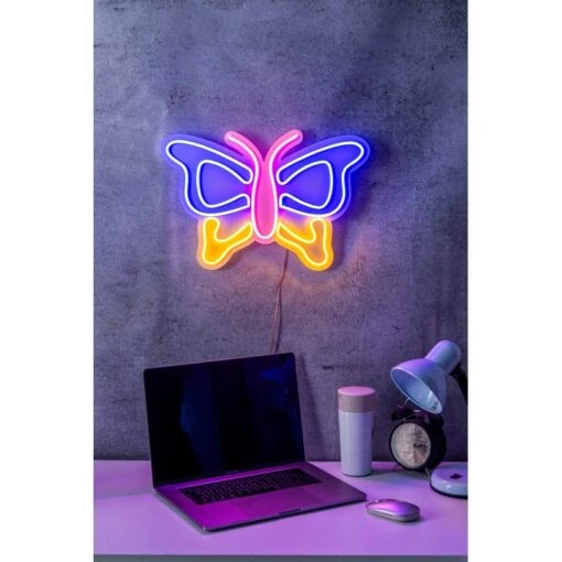 17.3" Novelty Butterfly Led Neon Sign Wall Décor - 0.8" X 17.3" X 11.8" -Safavieh Winkel 17.322 Novelty Butterfly Led Neon Sign Wall DC3A9cor 1