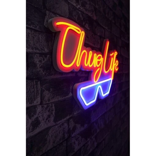 19.3" Novelty Thug Life Led Neon Sign Wall Décor - 0.8" X 19.3" X 11" -Safavieh Winkel 19.322 Novelty Thug Life Led Neon Sign Wall DC3A9cor 1