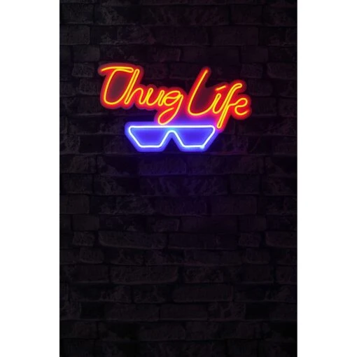 19.3" Novelty Thug Life Led Neon Sign Wall Décor - 0.8" X 19.3" X 11" -Safavieh Winkel 19.322 Novelty Thug Life Led Neon Sign Wall DC3A9cor 2