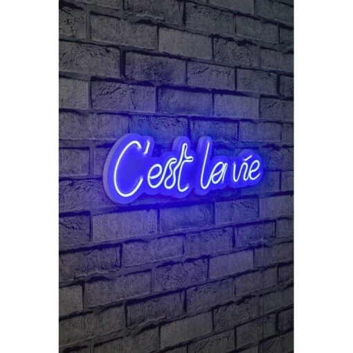 19.7" Novelty C'est La Vie Led Neon Sign Wall Décor - 0.8" X 19.7" X 5.5" -Safavieh Winkel 19.722 Novelty C27est La Vie Led Neon Sign Wall DC3A9cor 1