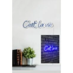 19.7" Novelty C'est La Vie Led Neon Sign Wall Décor - 0.8" X 19.7" X 5.5" -Safavieh Winkel 19.722 Novelty C27est La Vie Led Neon Sign Wall DC3A9cor 3