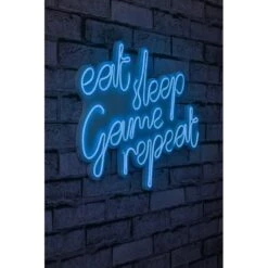 20.1" Novelty Eat Sleep Game Repeat Led Neon Sign Wall Décor - 0.8" X 20.1" X 15.7" -Safavieh Winkel 20.122 Novelty Eat Sleep Game Repeat Led Neon Sign Wall DC3A9cor 1