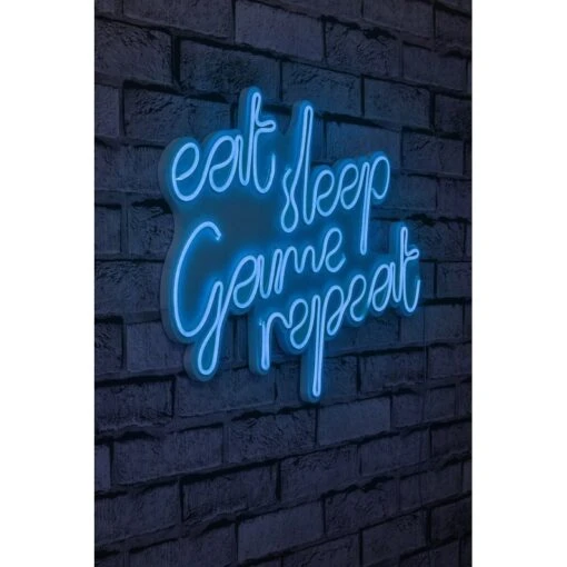 20.1" Novelty Eat Sleep Game Repeat Led Neon Sign Wall Décor - 0.8" X 20.1" X 15.7" -Safavieh Winkel 20.122 Novelty Eat Sleep Game Repeat Led Neon Sign Wall DC3A9cor 1