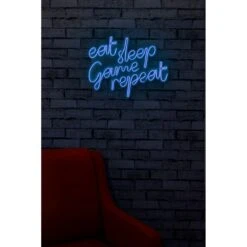 20.1" Novelty Eat Sleep Game Repeat Led Neon Sign Wall Décor - 0.8" X 20.1" X 15.7" -Safavieh Winkel 20.122 Novelty Eat Sleep Game Repeat Led Neon Sign Wall DC3A9cor 2