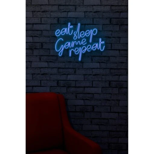 20.1" Novelty Eat Sleep Game Repeat Led Neon Sign Wall Décor - 0.8" X 20.1" X 15.7" -Safavieh Winkel 20.122 Novelty Eat Sleep Game Repeat Led Neon Sign Wall DC3A9cor 2