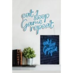 20.1" Novelty Eat Sleep Game Repeat Led Neon Sign Wall Décor - 0.8" X 20.1" X 15.7" -Safavieh Winkel 20.122 Novelty Eat Sleep Game Repeat Led Neon Sign Wall DC3A9cor 4