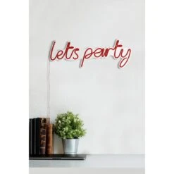 20.1" Novelty Lets Party Led Neon Sign Wall Décor - 0.8" X 20.1" X 7.5" -Safavieh Winkel 20.122 Novelty Lets Party Led Neon Sign Wall DC3A9cor 3