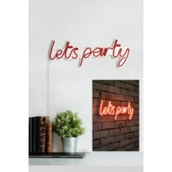 20.1" Novelty Lets Party Led Neon Sign Wall Décor - 0.8" X 20.1" X 7.5" -Safavieh Winkel 20.122 Novelty Lets Party Led Neon Sign Wall DC3A9cor 4