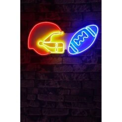 21" Novelty NFL Football Gear Led Neon Sign Blue Football Wall Décor - 0.8" X 21" X 10" -Safavieh Winkel 2122 Novelty NFL Football Gear Led Neon Sign Blue Football Wall DC3A9cor 1