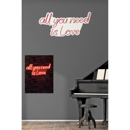 23.6" Novelty All You Need Is Love Led Neon Sign Wall Décor - 0.8" X 23.6" X 12.6" -Safavieh Winkel 23.622 Novelty All You Need is Love Led Neon Sign Wall DC3A9cor 3