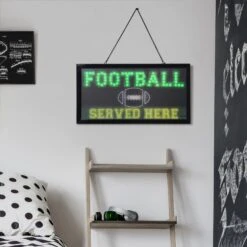 American Art Decor Football Served Here Framed LED Hanging Wall Sign - 19" X 10" - Blue - 10" X 19" -Safavieh Winkel American Art Decor Football Served Here Framed LED Hanging Wall Sign 1922 x 1022 1