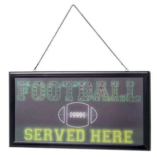 American Art Decor Football Served Here Framed LED Hanging Wall Sign - 19" X 10" - Blue - 10" X 19" -Safavieh Winkel American Art Decor Football Served Here Framed LED Hanging Wall Sign 1922 x 1022 3