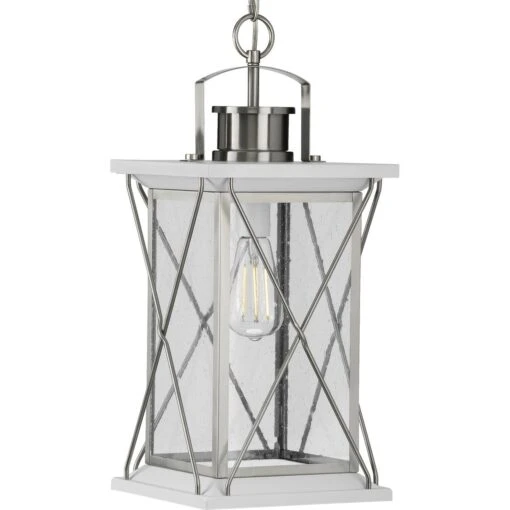 Barlowe 1-Light Steel Farmhouse Outdoor Hanging Lantern Light - 21.850" X 12.400" X 12.400" -Safavieh Winkel Barlowe Collection Stainless Steel One Light Hanging Lantern 21.850 x 12.400 x 12.400 09feee59 3164 4052 8cfa a0ee8d567fa0