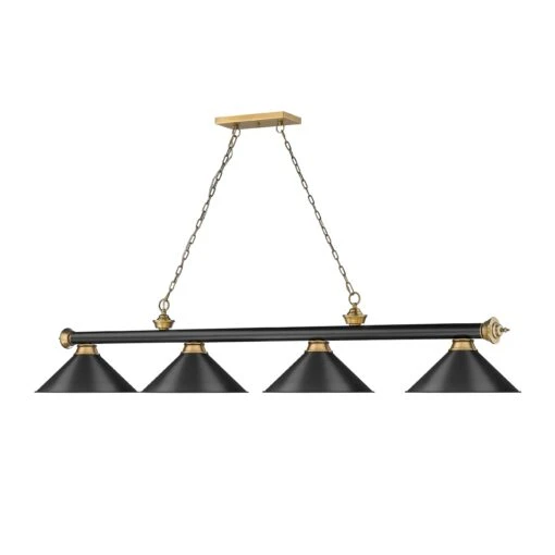 Z-LIte Cordon 4 Light Billiard - Matte Black + Rubbed Brass -Safavieh Winkel Cordon 4 Light Billiard 20 scaled