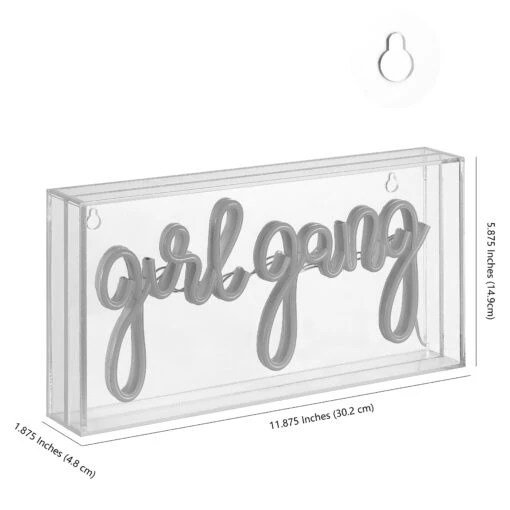 Girl Gang 11.88" Contemporary Glam Acrylic Box USB Operated LED Neon Light, Pink By JONATHAN Y -Safavieh Winkel Girl Gang 11.8822 Contemporary Glam Acrylic Box USB Operated LED Neon Light2C Pink by JONATHAN Y scaled