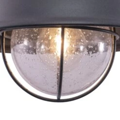 Safavieh Winkel -Safavieh Winkel Harwich Gray Coastal Barn Dome Outdoor Flush Mount Ceiling Light Clear Glass 10 in W x 7.75 in H x 10 in D