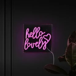 Hello Lovely 10" Square Contemporary Glam Acrylic Box USB Operated LED Neon Light, Pink By JONATHAN Y -Safavieh Winkel Hello Lovely 1022 Square Contemporary Glam Acrylic Box USB Operated LED Neon Light2C Pink by JONATHAN Y 1