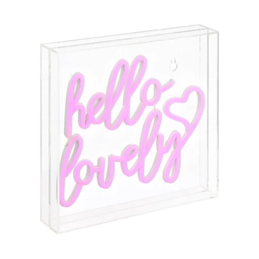 Hello Lovely 10" Square Contemporary Glam Acrylic Box USB Operated LED Neon Light, Pink By JONATHAN Y -Safavieh Winkel Hello Lovely 1022 Square Contemporary Glam Acrylic Box USB Operated LED Neon Light2C Pink by JONATHAN Y 4 scaled