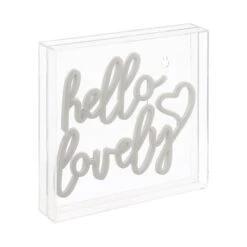 Hello Lovely 10" Square Contemporary Glam Acrylic Box USB Operated LED Neon Light, Pink By JONATHAN Y -Safavieh Winkel Hello Lovely 1022 Square Contemporary Glam Acrylic Box USB Operated LED Neon Light2C Pink by JONATHAN Y 6