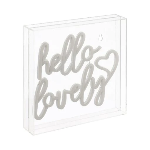 Hello Lovely 10" Square Contemporary Glam Acrylic Box USB Operated LED Neon Light, Pink By JONATHAN Y -Safavieh Winkel Hello Lovely 1022 Square Contemporary Glam Acrylic Box USB Operated LED Neon Light2C Pink by JONATHAN Y 6 scaled