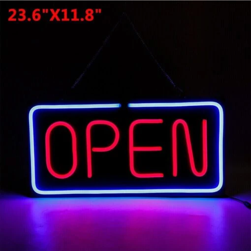 LED Open Neon Sign Wall Decor Advertisement Board With 24" Chain - Red - 60x30cm -Safavieh Winkel LED Open Neon Sign Wall Decor Advertisement Board with 2422 Chain 2