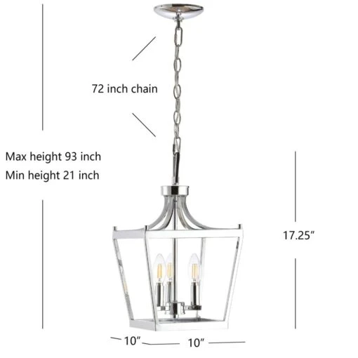 Larton 3 Light 10 Inch Pendant -Safavieh Winkel Larton 3 Light 10 Inch Pendant 7C Chrome 7C 4