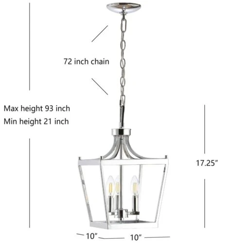 Larton 3 Light 10 Inch Pendant -Safavieh Winkel Larton 3 Light 10 Inch Pendant 7C Chrome 7C