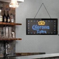 Licensed Corona Extra Framed Flashing LED Marquee Wall Sign (19"x10") - Blue - 19" X 10" -Safavieh Winkel Licensed Corona Extra Framed Flashing LED Marquee Wall Sign 281922x102229 2