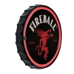 Licensed Fireball Bottle Cap Shaped Neon LED Rope Wall Sign (12.5") - Red - 12.5" X 12.5" - 12.5" X 12.5" -Safavieh Winkel Licensed Fireball Bottle Cap Shaped Neon LED Rope Wall Sign 2812.52229 1