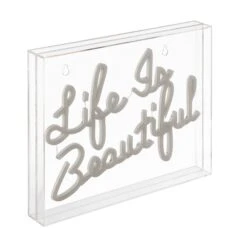 Life Is Beautiful 13.7" X 10.9" Contemporary Glam Acrylic Box USB Operated LED Neon Light, Orange By JONATHAN Y - 13.7" X 10.9" -Safavieh Winkel Life is Beautiful 13.722 X 10.922 Contemporary Glam Acrylic Box USB Operated LED Neon Light2C Orange by JONATHAN Y 6