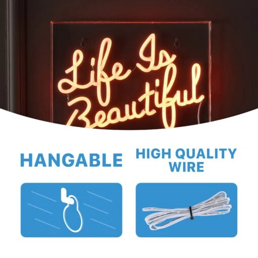 Life Is Beautiful 13.7" X 10.9" Contemporary Glam Acrylic Box USB Operated LED Neon Light, Orange By JONATHAN Y - 13.7" X 10.9" -Safavieh Winkel Life is Beautiful 13.722 X 10.922 Contemporary Glam Acrylic Box USB Operated LED Neon Light2C Orange by JONATHAN Y 7 scaled