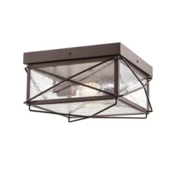 Millennium Lighting Robinson 2 Light Indoor/Outdoor Flush Mount Fixture With Clear Seeded Glass -Safavieh Winkel Outdoor Flush Mount 1