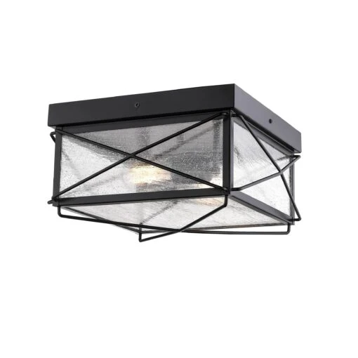 Millennium Lighting Robinson 2 Light Indoor/Outdoor Flush Mount Fixture With Clear Seeded Glass -Safavieh Winkel Outdoor Flush Mount