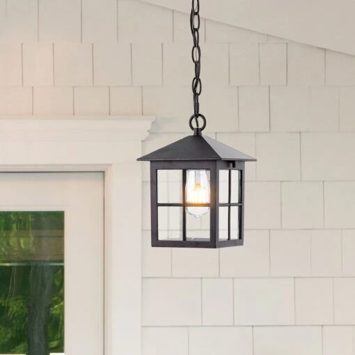 SAFAVIEH Lighting Penryn Outdoor Pendant/Black - 7" W X 7" D X 15-87" H -Safavieh Winkel SAFAVIEH Lighting Penryn Outdoor Pendant Black 1