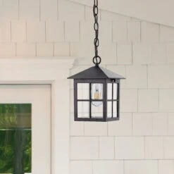 SAFAVIEH Lighting Penryn Outdoor Pendant/Black - 7" W X 7" D X 15-87" H -Safavieh Winkel SAFAVIEH Lighting Penryn Outdoor Pendant Black 5