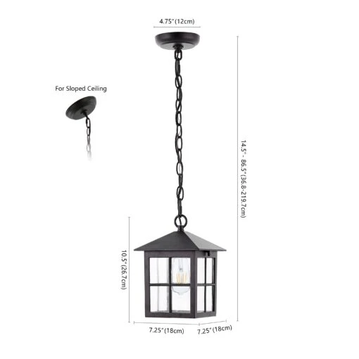 SAFAVIEH Lighting Penryn Outdoor Pendant/Black - 7" W X 7" D X 15-87" H -Safavieh Winkel SAFAVIEH Lighting Penryn Outdoor Pendant Black scaled