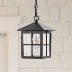 SAFAVIEH Lighting Penryn Outdoor Pendant/Black - 7" W X 7" D X 15-87" H -Safavieh Winkel SAFAVIEH Lighting Penryn Outdoor Pendant Black 6