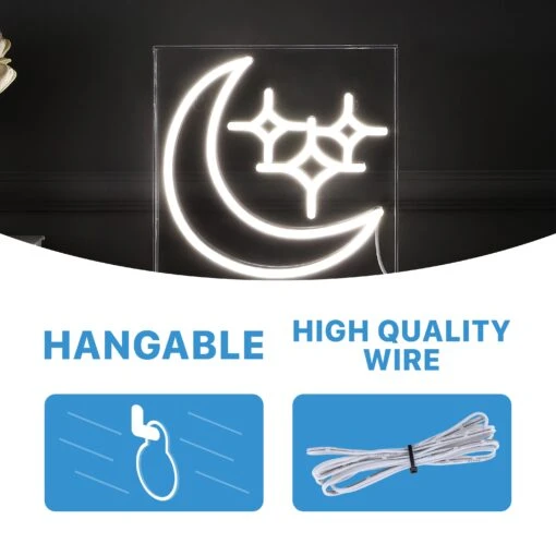 Starry Crescent 10" Square Contemporary Glam Acrylic Box USB Operated LED Neon Light, White By JONATHAN Y -Safavieh Winkel Starry Crescent 1022 Square Contemporary Glam Acrylic Box USB Operated LED Neon Light2C White by JONATHAN Y 7 scaled