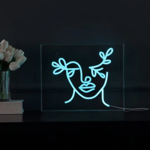 Teary Face 13.7" X 10.9" Contemporary Glam Acrylic Box USB Operated LED Neon Light, Blue By JONATHAN Y - 13.7" X 10.9" -Safavieh Winkel Teary Face 13.722 X 10.922 Contemporary Glam Acrylic Box USB Operated LED Neon Light2C Blue by JONATHAN Y 2 scaled