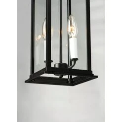 Vicksburg 2-Light 6.75" Wide Black Outdoor Pendant -Safavieh Winkel Vicksburg 2 Light 6.7522 Wide Black Outdoor Pendant 3